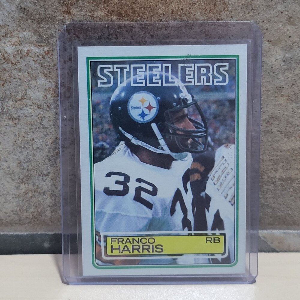 Laminated 1983 Topps Franco Harris Football Trading Card Number 362 Pittsburgh S